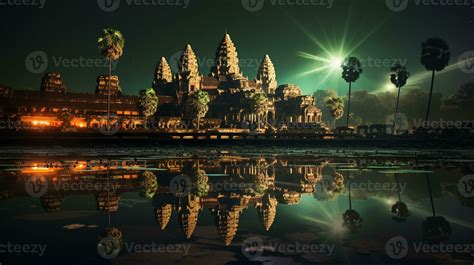 Night view of Angkor Wat. Generative AI 32975425 Stock Photo at Vecteezy