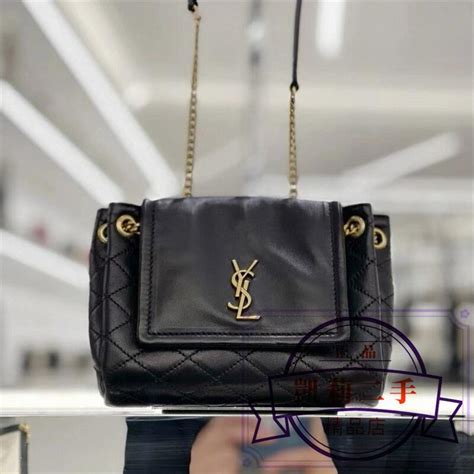 凱莉二手 Ysl 聖羅蘭 672738 Mini Nolita In Lambskin 經典菱格紋 鏈條包 蝦皮購物