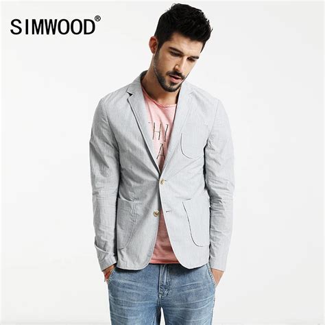 SIMWOOD 2018 Autumn Winter New Casual Blazers Men 100% Pure Cotton Thin ...