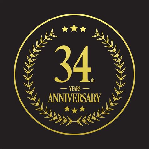 Luxury 34th anniversary Logo illustration vector.Free vector ...