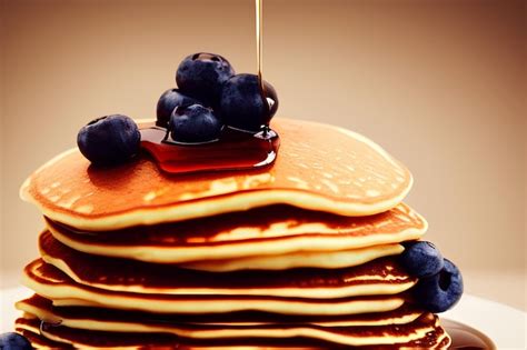 Premium Photo A Stack Of Pancakes With Blueberries And Maple Syrup