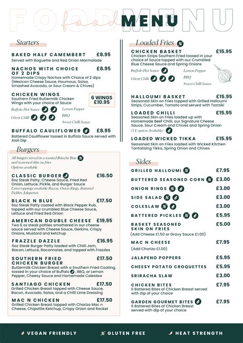 Food Menu The Queens Head