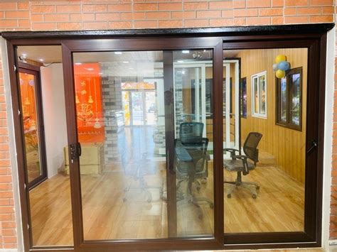 Brown UPVC Glass Sliding Door For Office Interior At Rs 1100 Sq Ft In