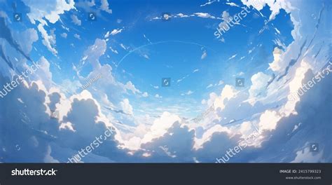 Illustration Blue Sky Clouds Anime Style Stock Illustration 2415799323 ...