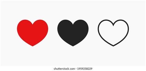 Hearts Icons Set Red Back Outline Stock Vector (Royalty Free ...