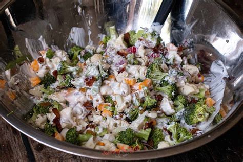 Amish Broccoli Salad Recipe With Cauliflower Cheese And Bacon