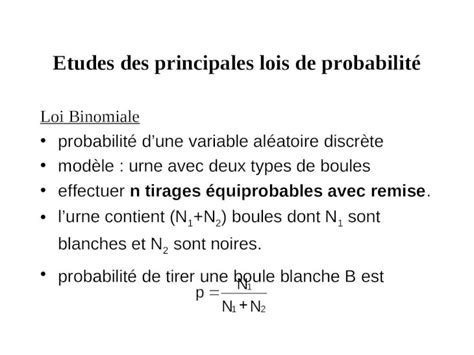 PPT Etudes des principales lois de probabilité Loi Binomiale