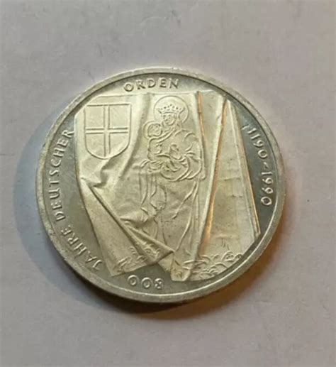 SILBERMÜNZE 10 DEUTSCHE Mark 1990 J 800 Jahre deutscher Orden L 139