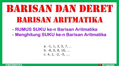 Contoh Soal And Latihan Barisan Dan Deret Aritmatika Rumus Suku Ke N Barisan Aritmatika