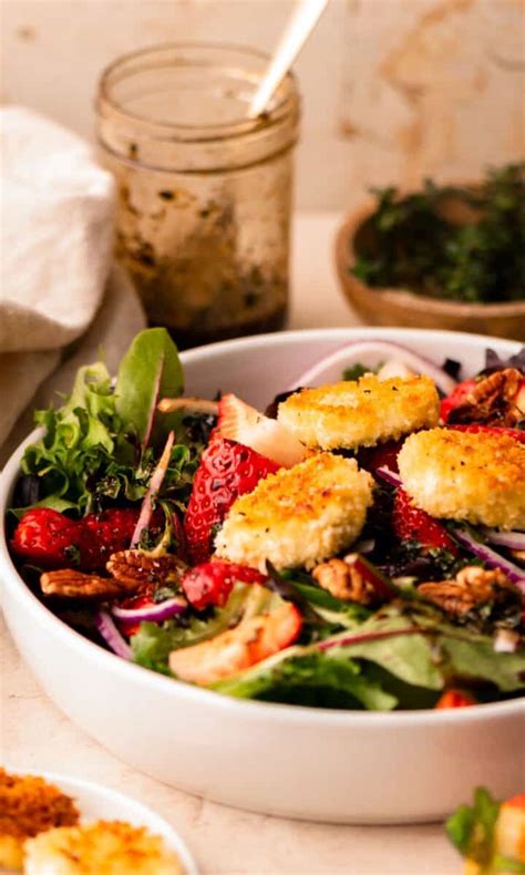 Strawberry Salad With Warm Goat Cheese Croutons Hey Snickerdoodle