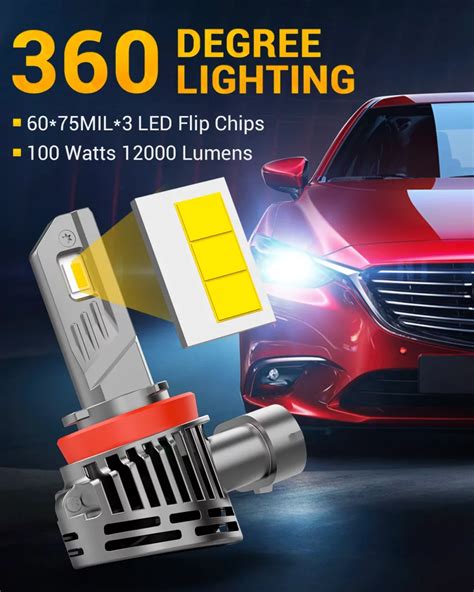 Wireless H11 LED Headlight Bulb 100W 12000LM Boslla