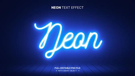 Premium Psd Psd Blue Neon Text Effect On A Dark Background