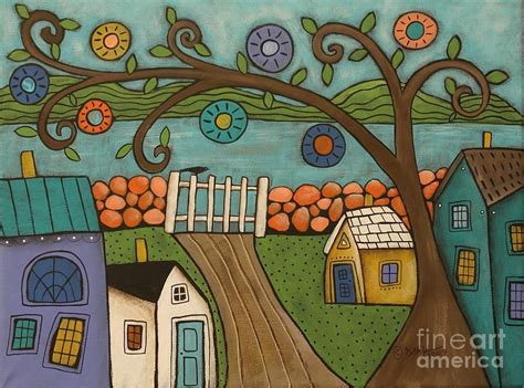 Folk Art Landscape Painting Gate To Sea By Karla Gerard Painting