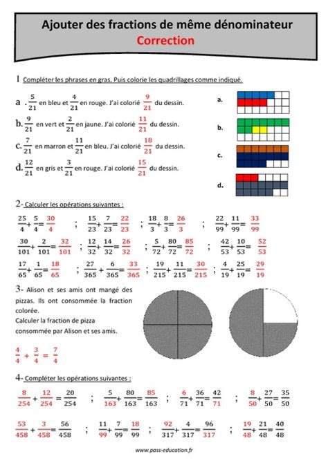 Dénominateur Fraction Cm2 Exercices à Imprimer Pass Education