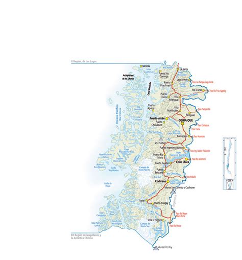 Mapa físico Región de Aysen del General Carlos Ibáñez del Campo Icarito