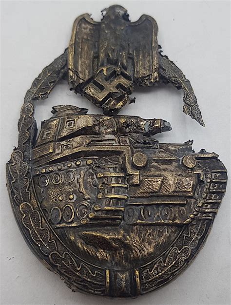 Ww2 German Nazi Relic Ground Dug Kurland Panzer Tank Badge Medal Badge