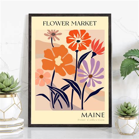 Maine State Flower Print, USA States Poster, Maine Flower Market Poster ...