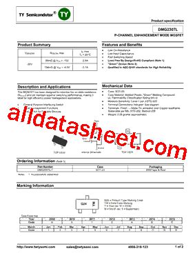 DMG2307L Datasheet PDF TY Semiconductor Co Ltd