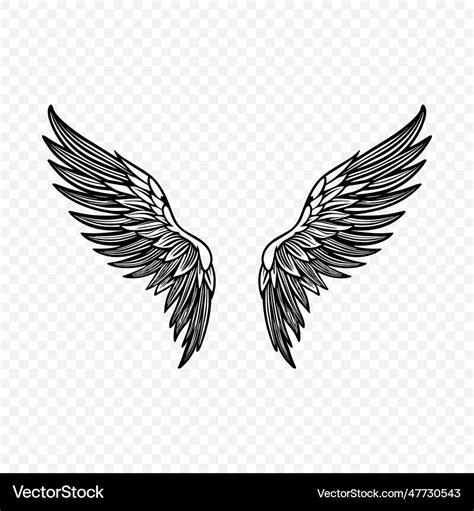 Black wing icon vintage angel wings Royalty Free Vector