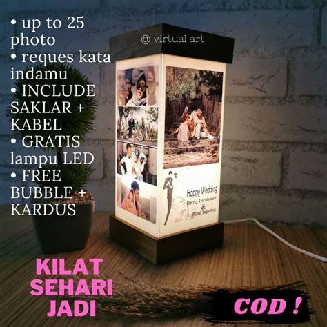 Jual Kilat Sehari Jadi Cod Lampu Hias Kolase Custom Foto Hadiah Ulang