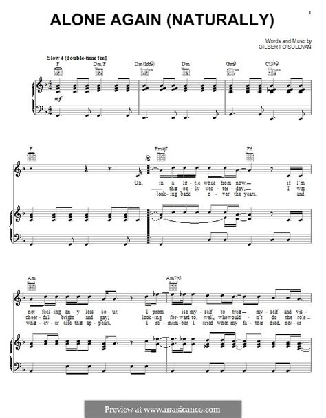 Alone Again (Naturally) by G. O'Sullivan - sheet music on MusicaNeo