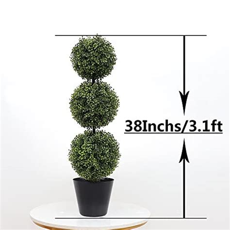 Momoplant 2 Pack Artificial Cypress Topiary Ball Tree Triple Ball