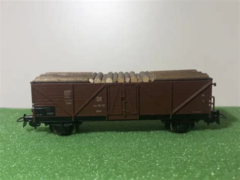 HOLZTRANSPORT HOLZWAGEN DR 44 18 73 Güterwagen Piko HO 1 87 Zustand 2