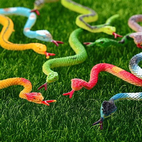 Buy Blulu 24 Pieces Plastic Snakes Rain Forest Snakes Realistic Rubber