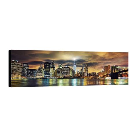 Stampa Su Tela Skyline New York By Night 160x60 Cm Leroy Merlin