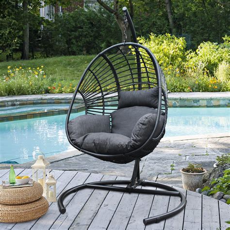 Dakota Fields Chanay Wicker Hanging Chair Swing, Porch Swing Chair with ...