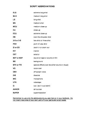 Fillable Online Script Abbreviations Fax Email Print Pdffiller