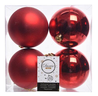 Kaemingk Christmas Baubles Shatterproof Shiny Matt Mix Christmas Red