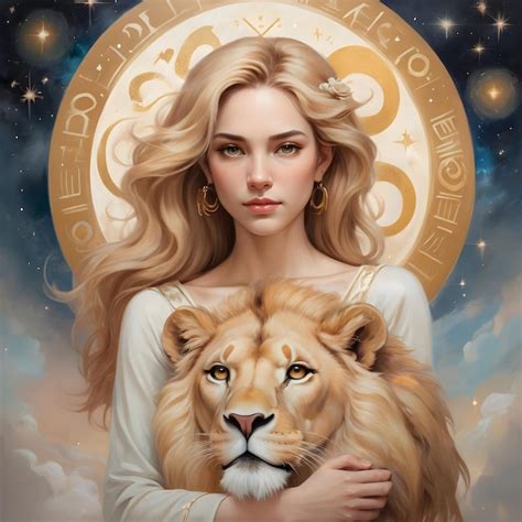 Mujer hermosa con el signo del zodiaco León Leo Foto Premium