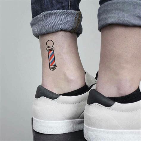 Barber Shop Pole Temporary Tattoo Sticker - OhMyTat