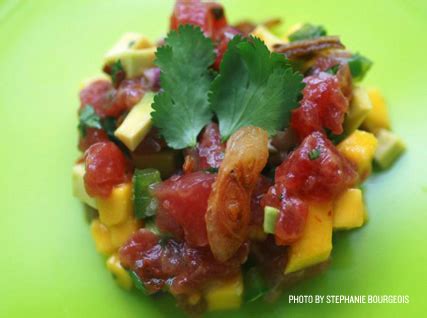 Recipe: Mélange of Spicy Big-Eye Tuna with Mango, Avocado, and Crispy Shallots | James Beard ...