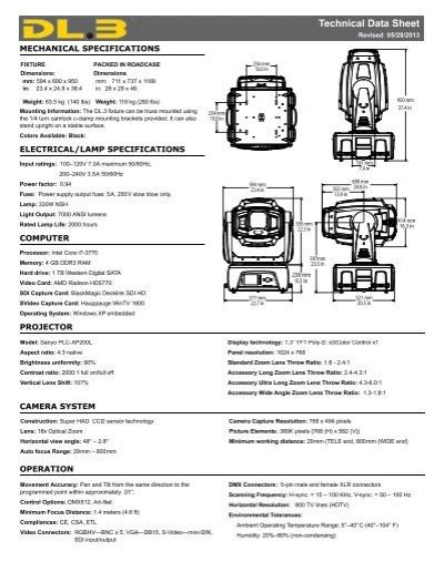 Dl Technical Data Sheet High End Systems