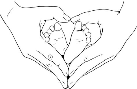 Premium Vector A Drawing Of A Baby S Feet And The Hands Of A Mother