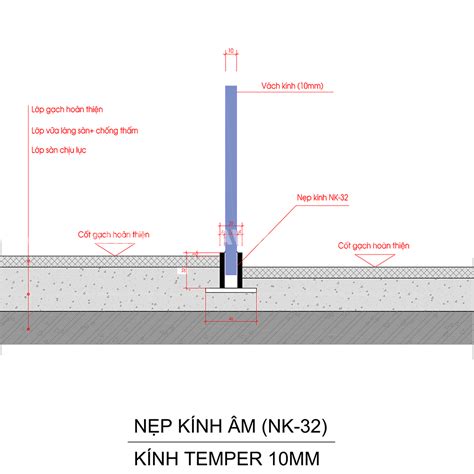 Nẹp kính inox âm sàn 32mm