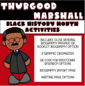 Black History Month Activities Thurgood Marshall By Teaching On Cue