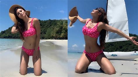 Bong Beauty Mouni Roy Shows Off Her Beach Body In Pink Swimsuit At Fun Filled Vacation In