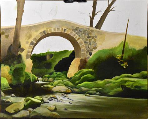 Stone Bridge Painting Original Oil Painting Rock Bridge Art - Etsy