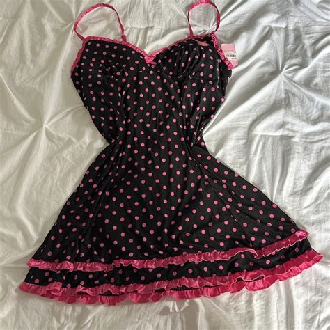 The Cutest Y K Pink Polka Dot Lingerie Dress Depop
