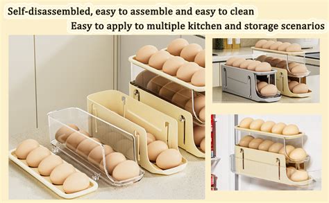 Tier Foldable Refrigerator Egg Holder Automatic Rolling Refrigerator