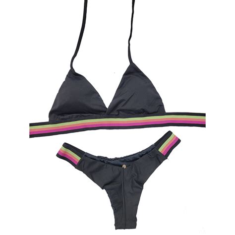Bikini Brasileño By Minelli M Negro Fluorescente BB