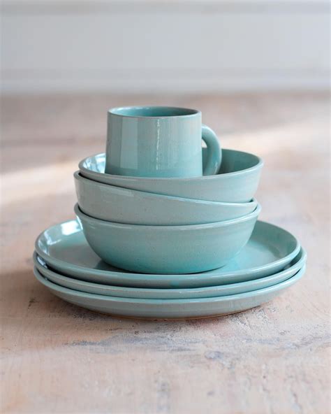 Hand Thrown On The Potters Wheel Glazed In Duck Egg Blue Glaze The