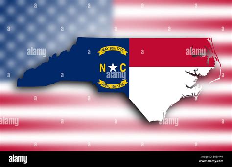 Map Of North Carolina Filled With The State Flag Stock Photo Alamy