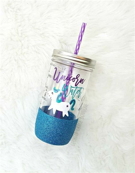 Water Jar Glass Unicorn Glitter Glitter Mason Jars Unicorn And