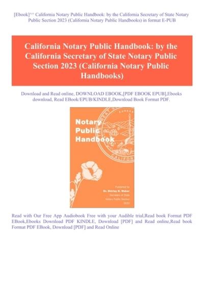 Ebook California Notary Public Handbook By The California Secretary