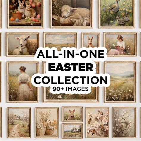 90 Pieces Easter Wall Art Prints, Spring Decor Print Set, Easter Wall ...