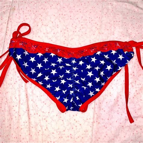 Cloris Murphy Swim Red White Blue American Flag Scrunch Butt Bikini